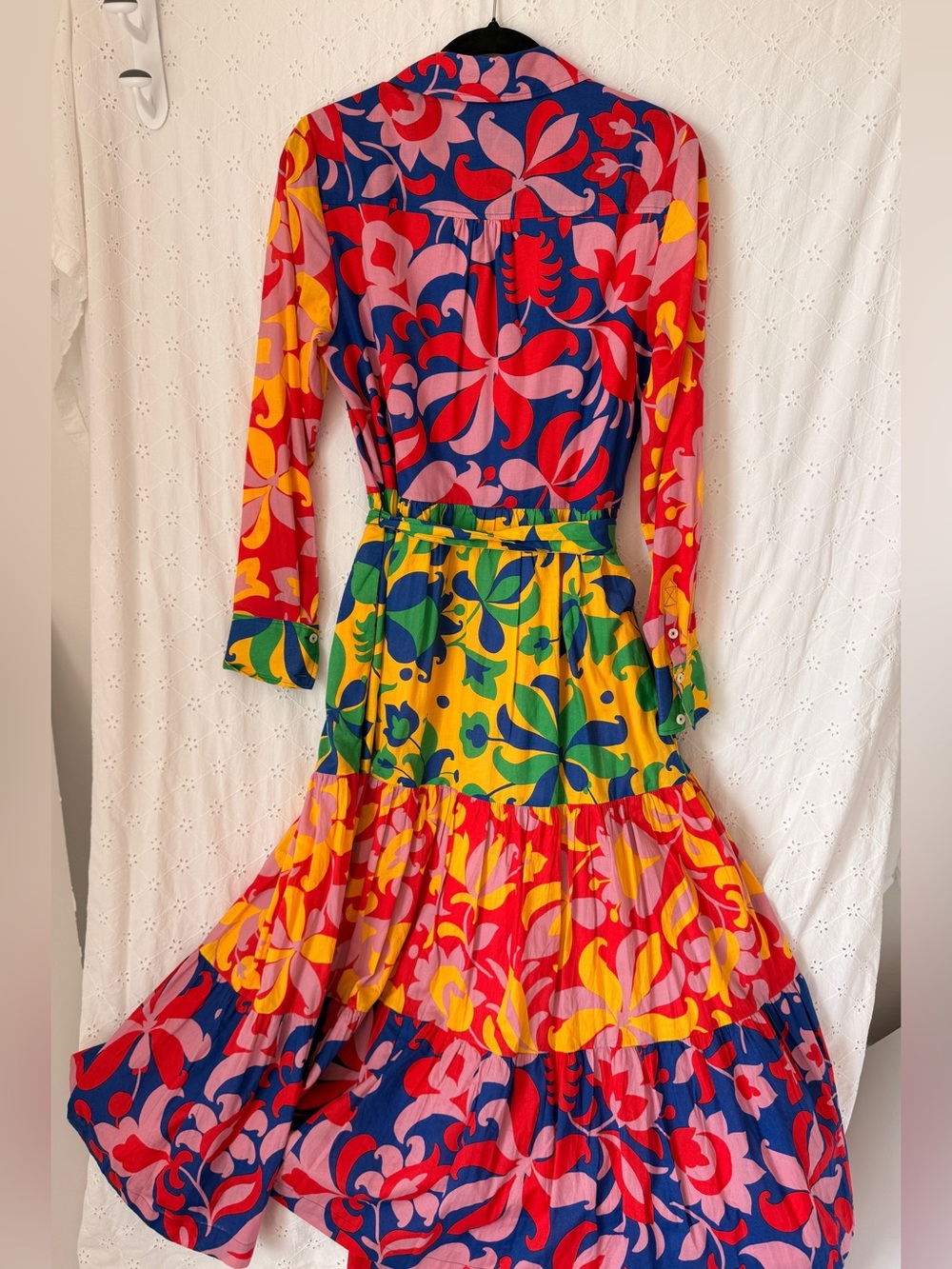 Boden Multicolor Floral Button-Front Maxi Dress - Red, Blue, Yellow, Green, Pink - Picture 3 of 4